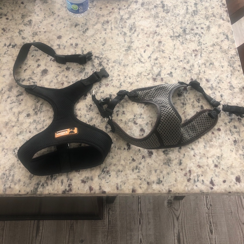 The Dog Walking Company Adjustable Black Gray Dog Harness Size M Set of 2